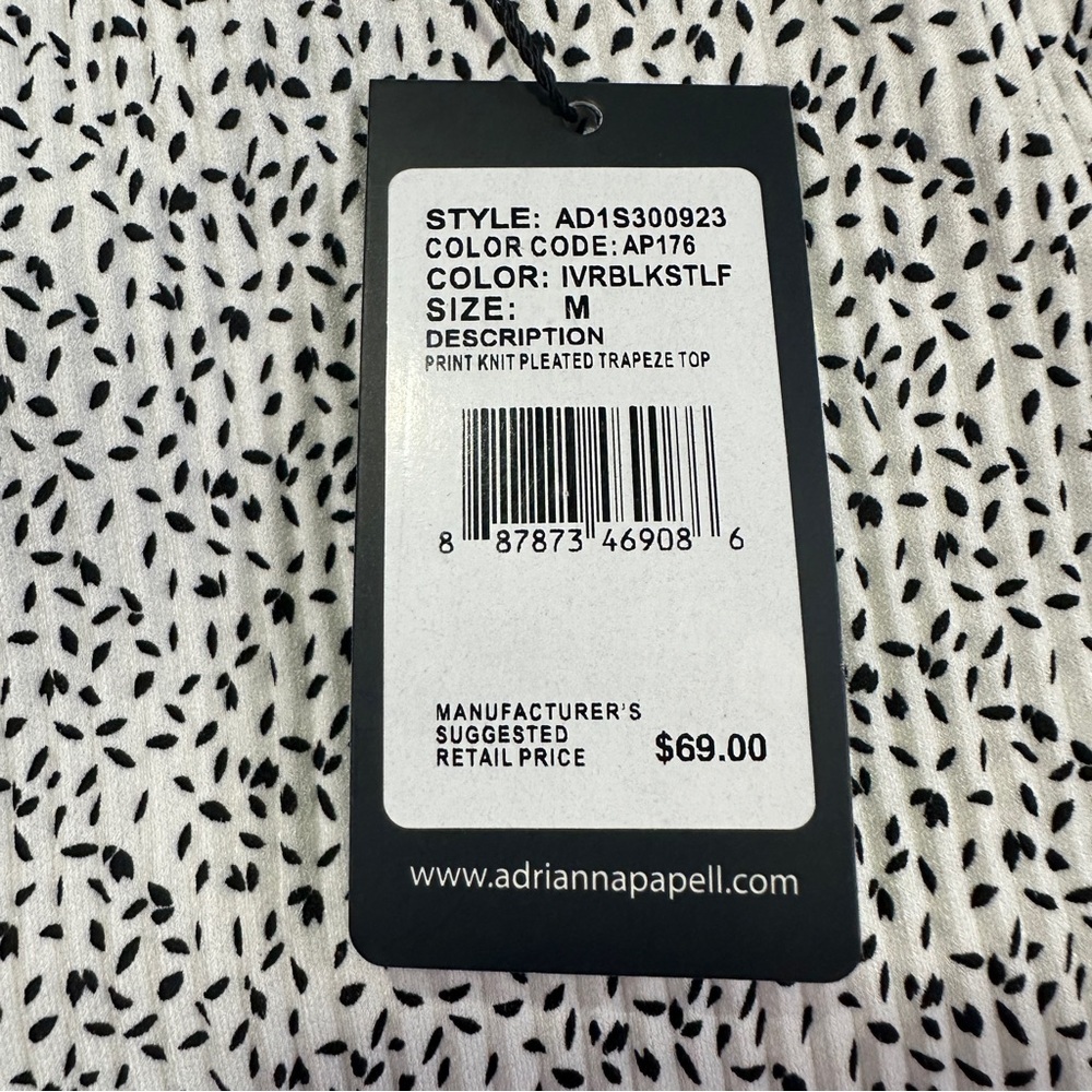 ADRIANA PAPEL PRINT KNIT PLEATED TRAPEZE TOP SIZE MEDIUM - Picture 4 of 13